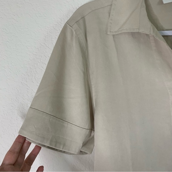 Cozy Earth Womens tan lived in linen short sleeve button shirt XS NWT - Picture 5 of 11
